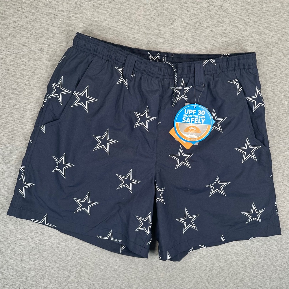 Columbia Men's Navy Swim Trunks with White Star Print